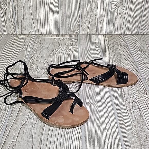 Via Spiga Allegra Ankle Wrap Black Leather Sandals Womens Size 6.5 New - Picture 2 of 13